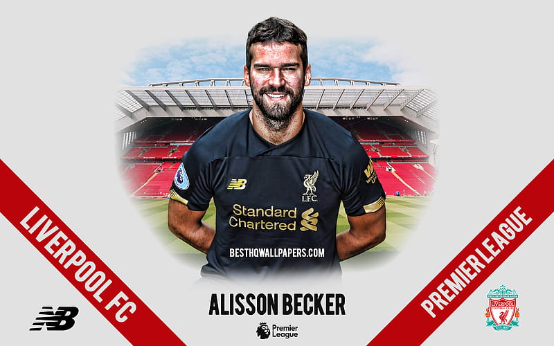 Alisson Becker, Liverpool FC, portrait, Brazilian footballer, goalkeeper, 2020 Liverpool uniform, Premier League, England, Liverpool FC footballers 2020, football, Anfield, HD wallpaper