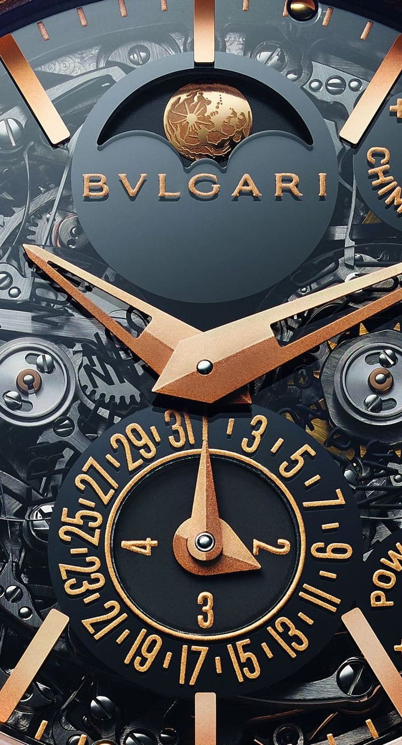 Bvlgari, black, gold, mechanic, signs, symbol, symbols, watch, watches, witch, zodiac, HD phone wallpaper