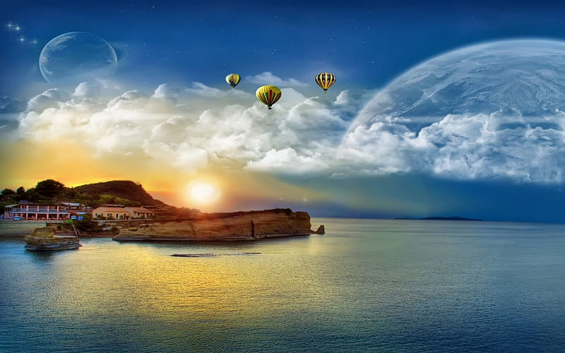 summertime fantasy blues, abstract, 3d and cg, HD wallpaper