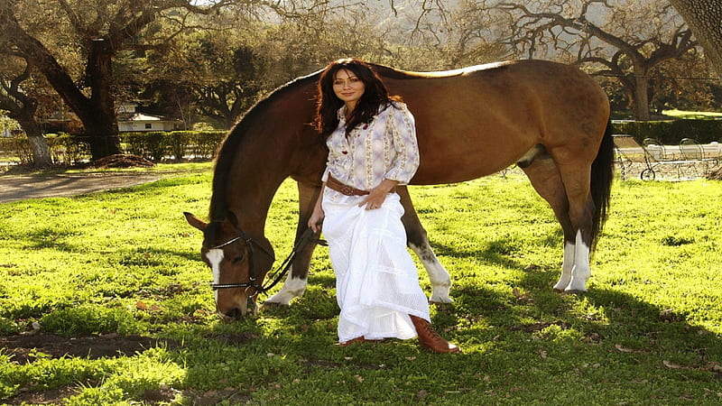 Cowgirl Shannen Maria Doherty, Beverly Hills, 90210, actress, Charmed, horse, Shannen, HD wallpaper