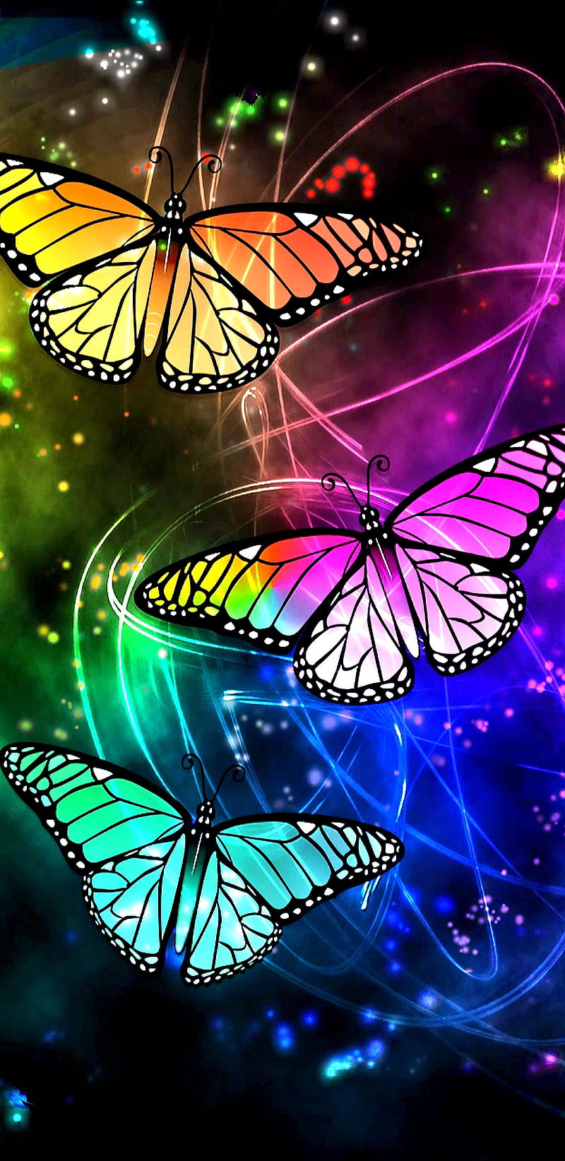 Butterfly Flame, bonito, blue, bright, butterflies, colourful, orange, pink,  HD phone wallpaper | Peakpx
