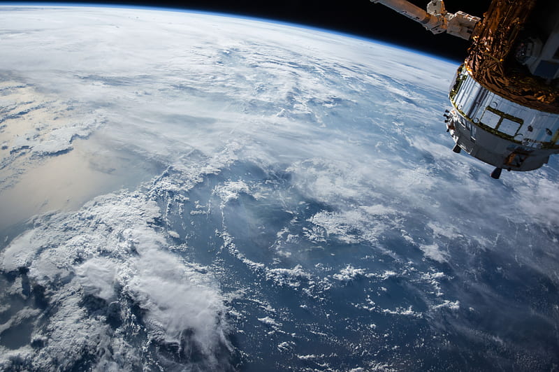 view of Earth and satellite, HD wallpaper