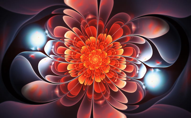 fractal, bright, twisted, glow, spiral, abstraction, HD wallpaper