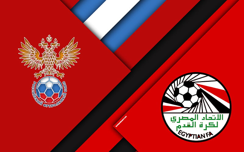 Russia vs Egypt, football match 2018 FIFA World Cup, Group A, logos, material design, abstraction, Russia 2018, football, national teams, creative art, promo, HD wallpaper