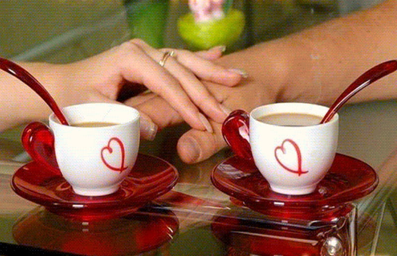 Love, Coffee, Drink, Table, Cups, Folding Hand, People, HD wallpaper