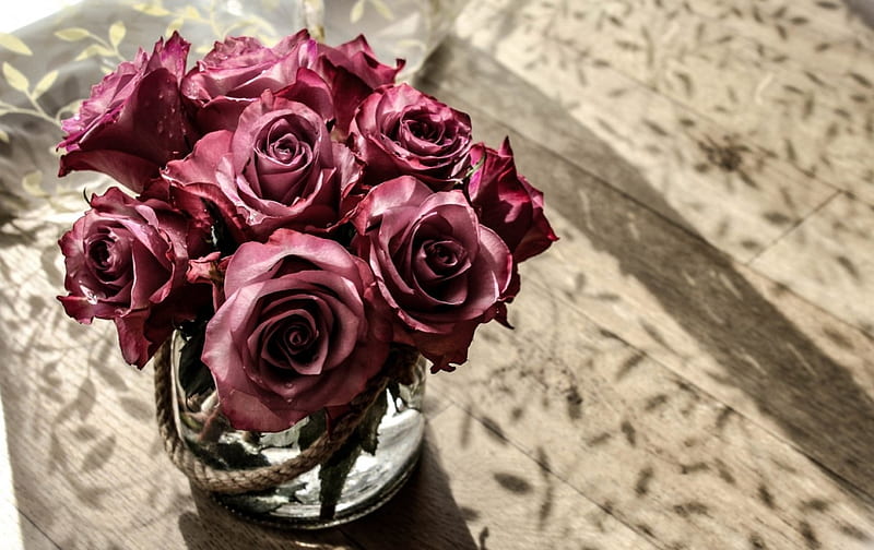 Roses, glass, rose, vase, boquet, pink, HD wallpaper | Peakpx