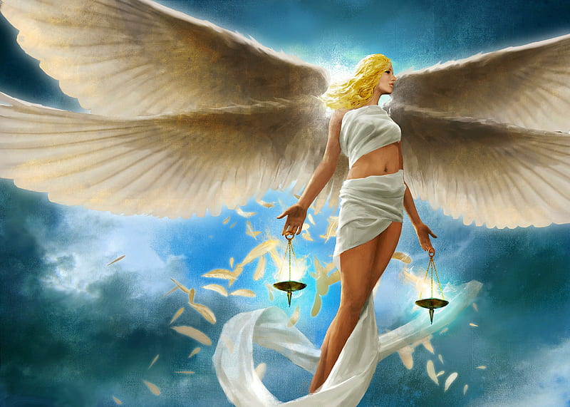 Serra, fantasy, wings, girl, angel, sky, HD wallpaper