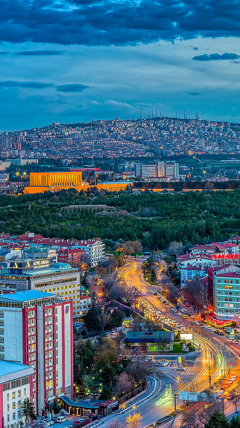 Ankara City View, ataturk, mausoleum, metropolitan, sky, skyline, turkey, HD phone wallpaper