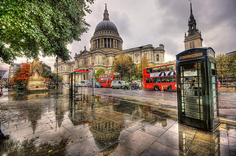 Cathedral London, London, street, City, Cathedral, HD wallpaper