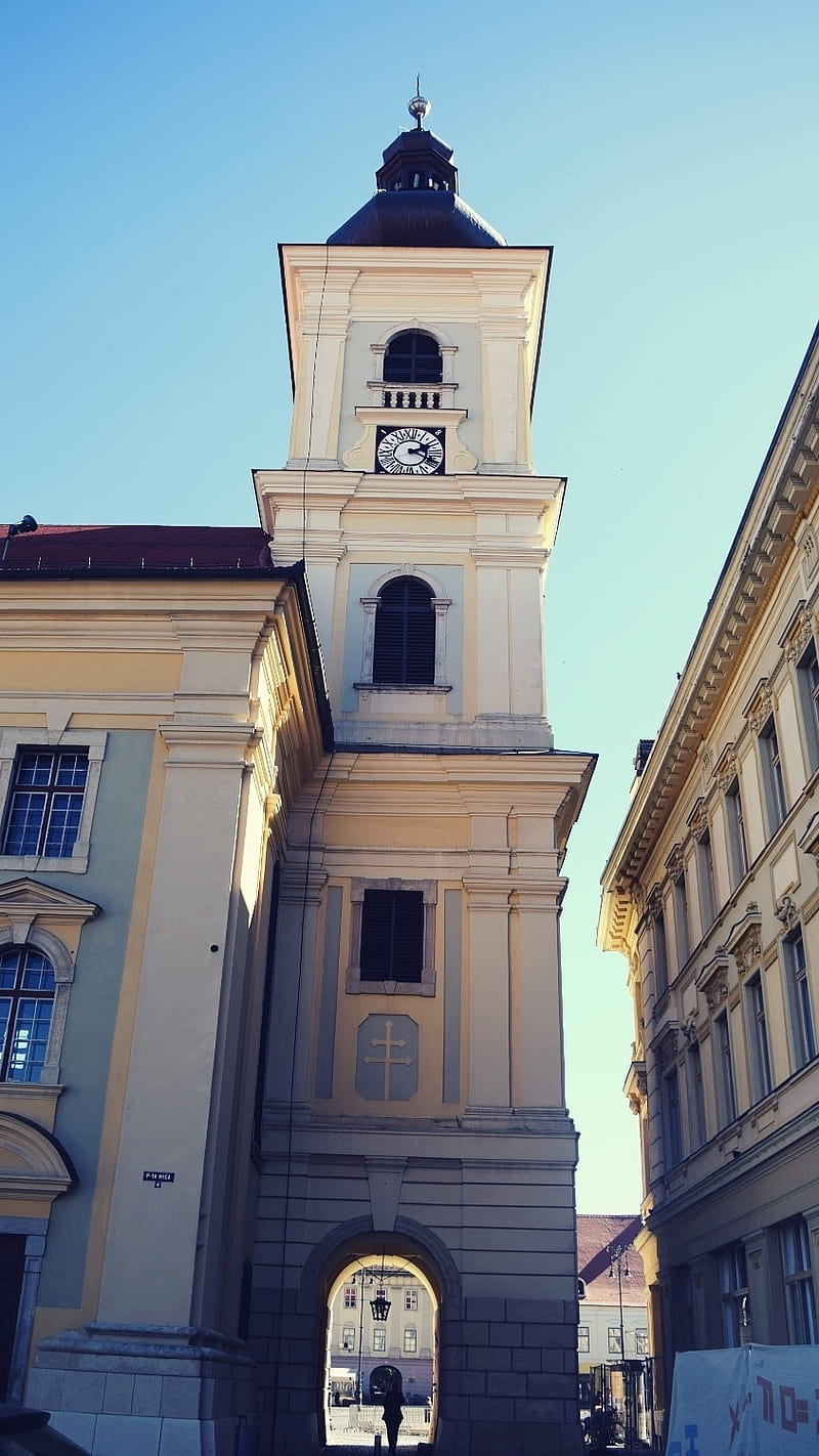 Clock tower, church, origins, creed, sibiu, romania, cibin, gate, HD phone wallpaper