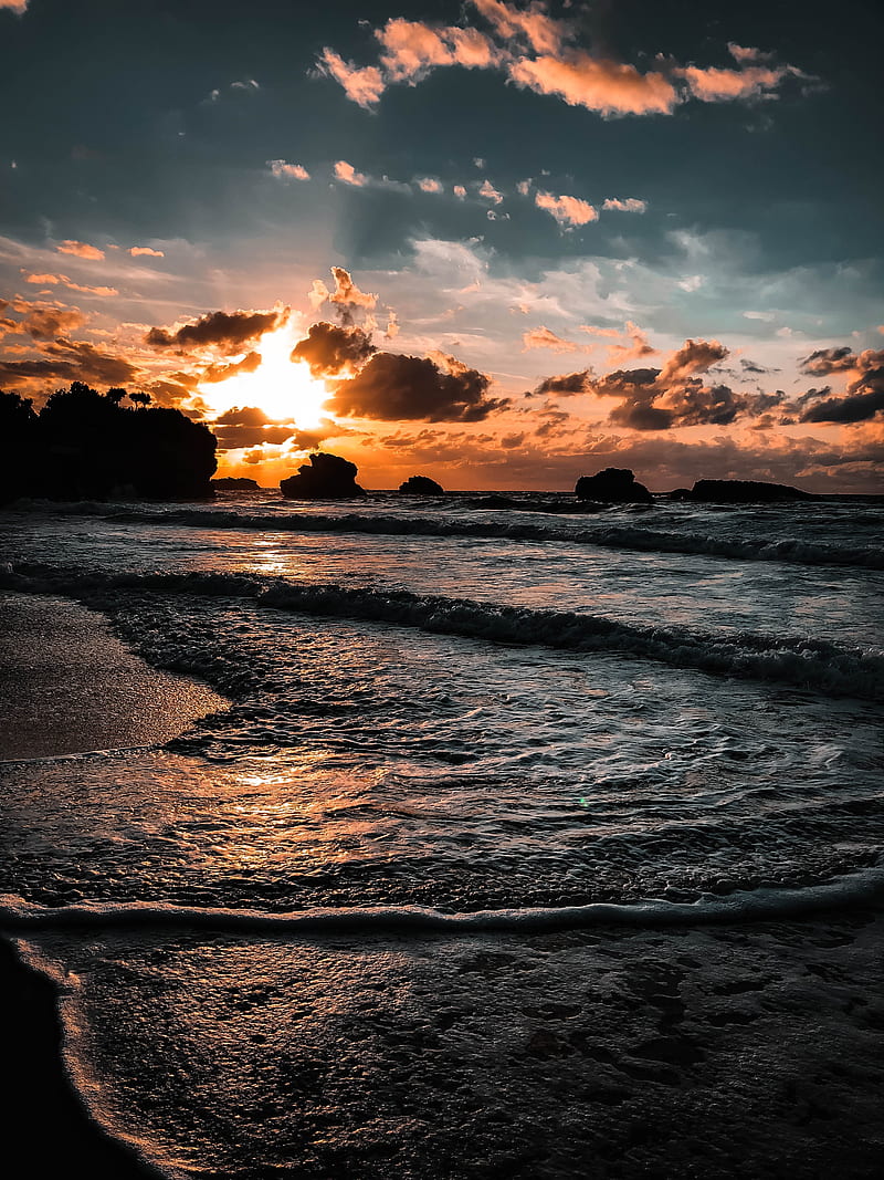 sunlight covering clouds over sea, HD phone wallpaper