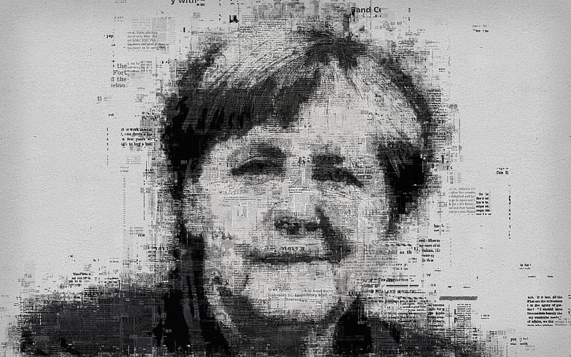 Angela Merkel face, portrait, newspaper art, typography, print, creative art portrait, Federal Chancellor of Germany, HD wallpaper