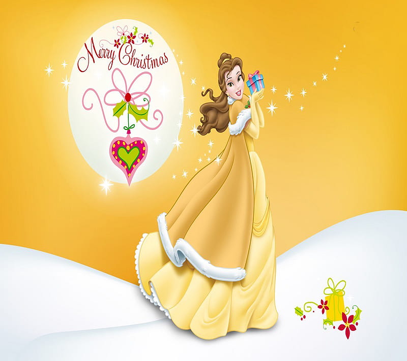 Merry Christmas, belle, christmas, merry, princess, HD wallpaper