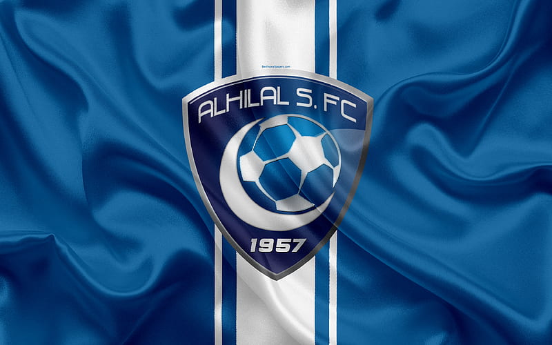 Al-Hilal FC Saudi Football Club, logo, emblem, Saudi Professional League, football, Riyadh, Saudi Arabia, silk texture, HD wallpaper
