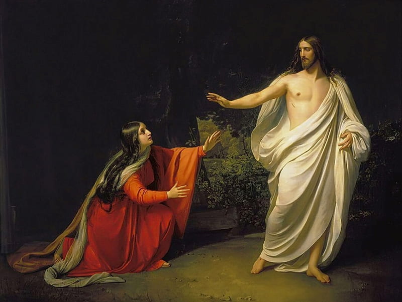 A. Ivanov. Christ and Mary Magdalene, painting, Mary, Jesus, HD wallpaper