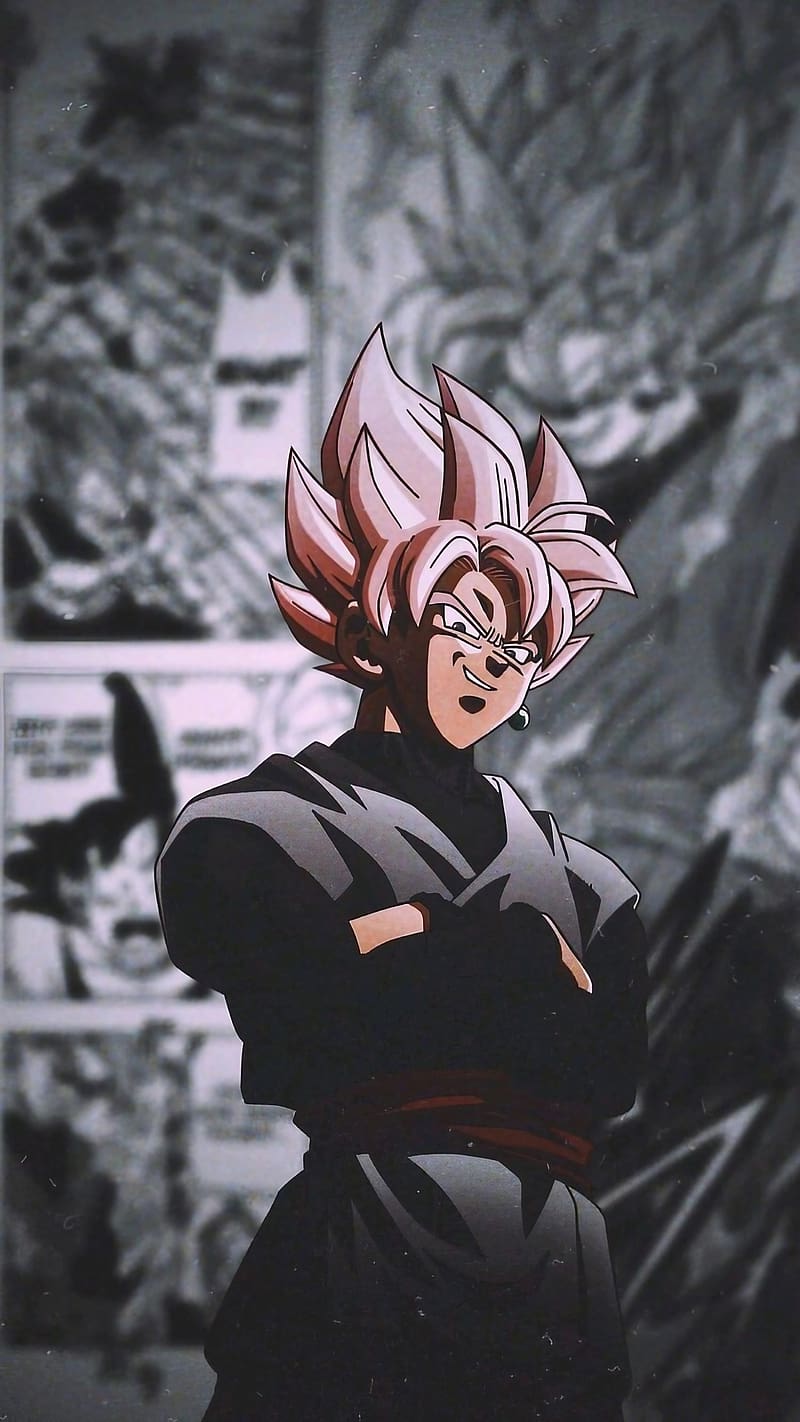 Goku Black Rose, Black Effect Background, animated manga, HD phone wallpaper