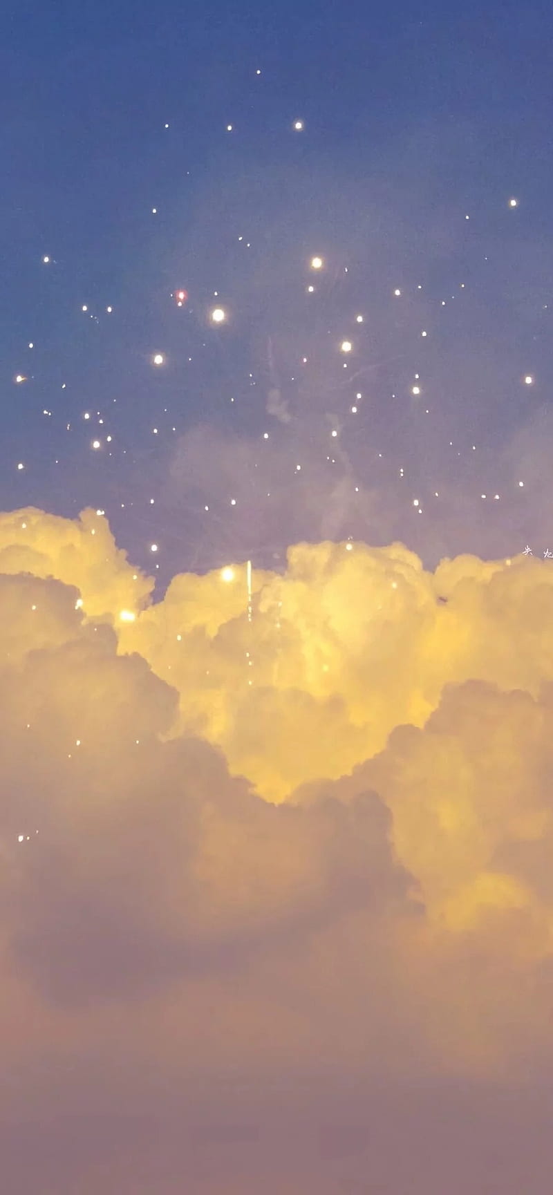 Sky light, cloud, desenho, golden, pink, stars, HD phone wallpaper | Peakpx