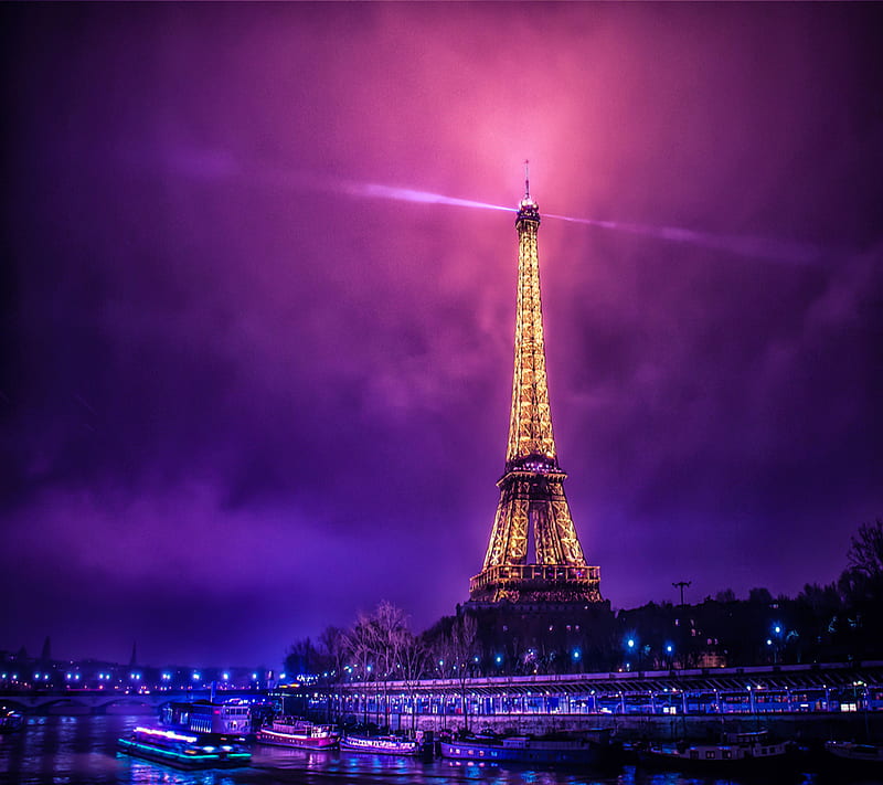 Paris , awesome, eifel tower, light, purple, HD wallpaper