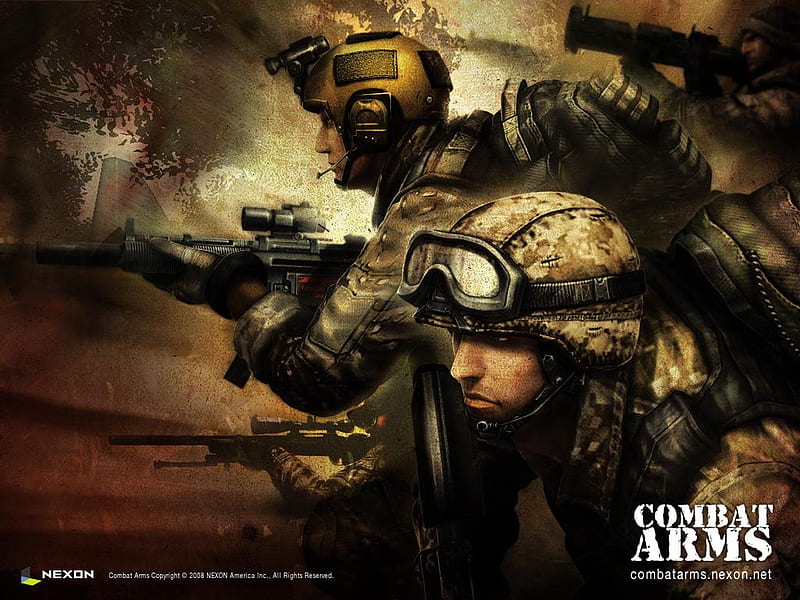 Combat Arms, one with sniper, 4 team mates, and one with law, one with smg, HD wallpaper