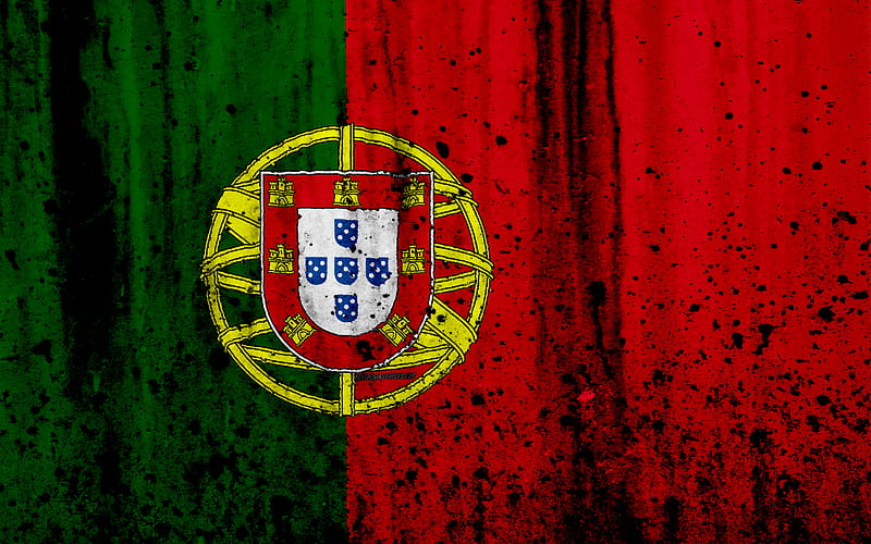 Portuguese flag grunge, flag of Portugal, Europe, national symbols, Portugal, coat of arms of Portugal, Portuguese coat of arms, HD wallpaper