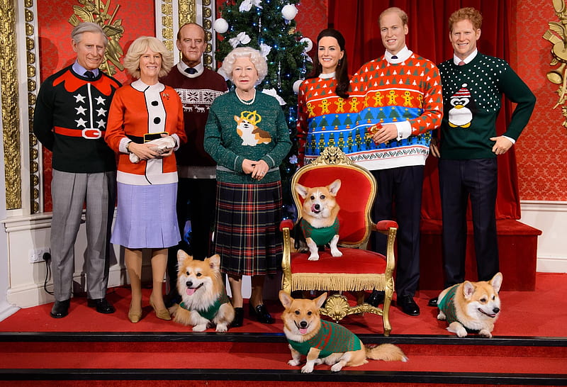 The Royal Family Ugly Christmas Sweaters!, Christmas, Ugly sweaters, Madame Tussauds London, Royals, funny, HD wallpaper
