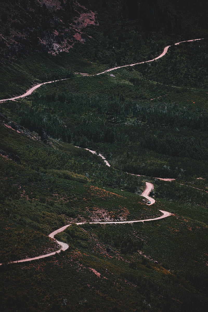 winding road in green mountain, HD phone wallpaper