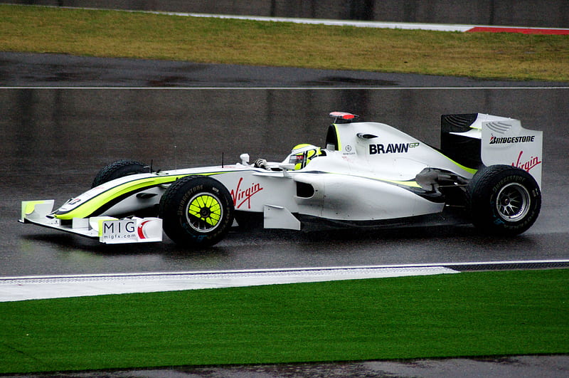 Jenson Button in Brawn, f1, formula 1, brawn, jenson button, HD wallpaper
