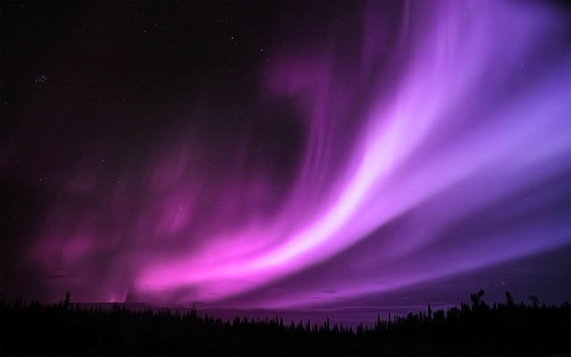 purple aurora borealis-natural landscape, HD wallpaper