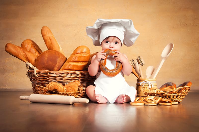 Baking, Bread, , Baby, Chef, HD wallpaper