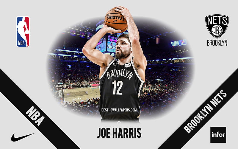 Joe Harris, Brooklyn Nets, American Basketball Player, NBA, portrait, USA, basketball, Barclays Center, Brooklyn Nets logo, HD wallpaper