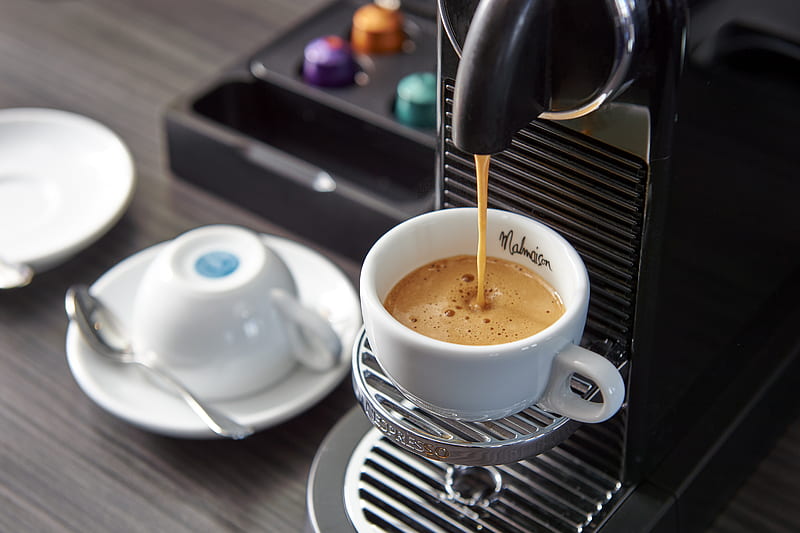 coffee machine, coffee, drink, cup, HD wallpaper