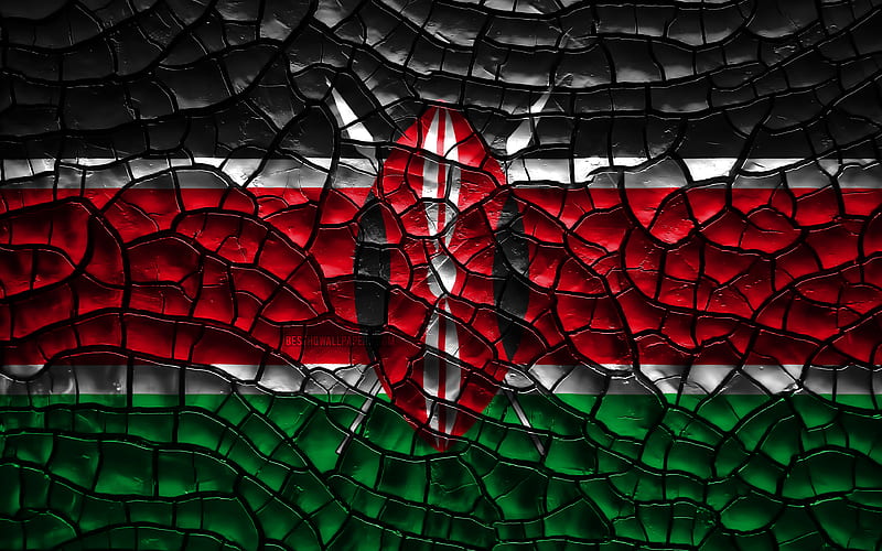 Flag of Kenya cracked soil, Africa, Kenyan flag, 3D art, Kenya, African countries, national symbols, Kenya 3D flag, HD wallpaper