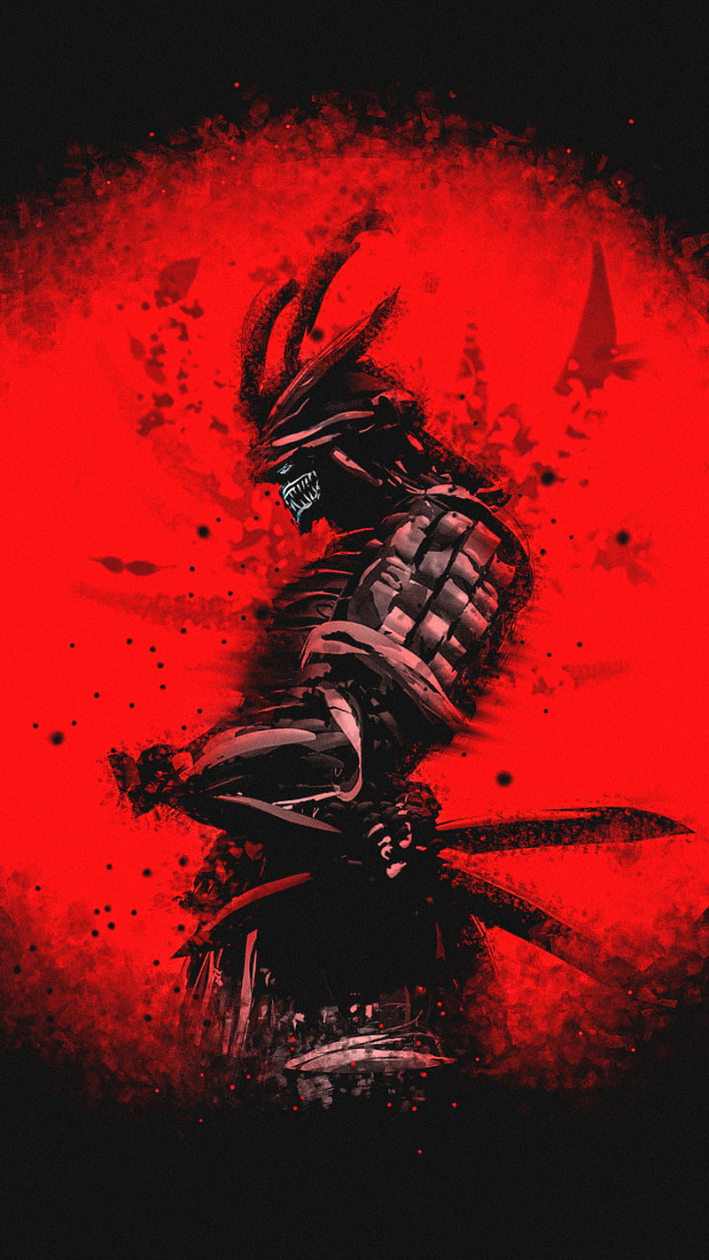 S-a-m-u-r-a-i, asia, black, fighter, japan, painting, red, samurai, sword, HD  phone wallpaper | Peakpx