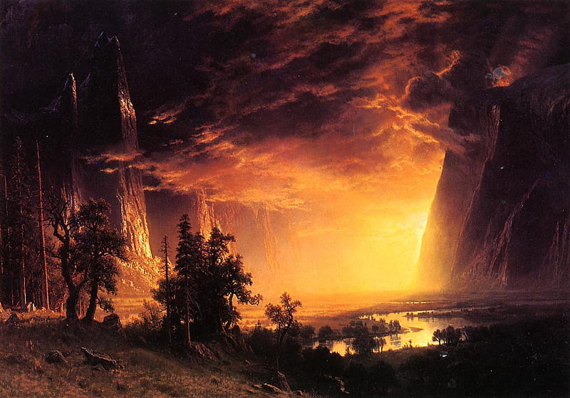 Albert Bierstadt. Yosemite Valley., art, yosemite, romantic, painting, nature, HD wallpaper