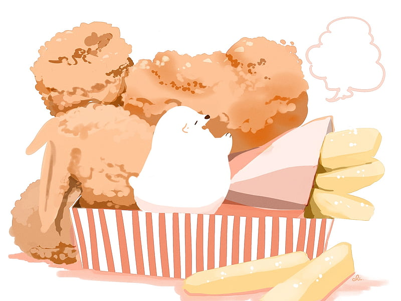 Comida anime, pollo frito, papas fritas, anime, Fondo de pantalla HD |  Peakpx