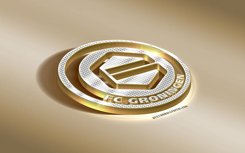 FC Groningen, Dutch football club, golden silver logo, Groeningen, Netherlands, Eredivisie, 3d golden emblem, creative 3d art, football, HD wallpaper