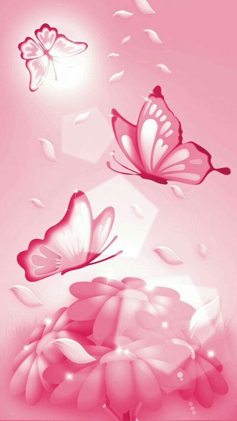 beauty within, butterflies, cute, flowers, pink, pretty, sparkley, HD phone wallpaper