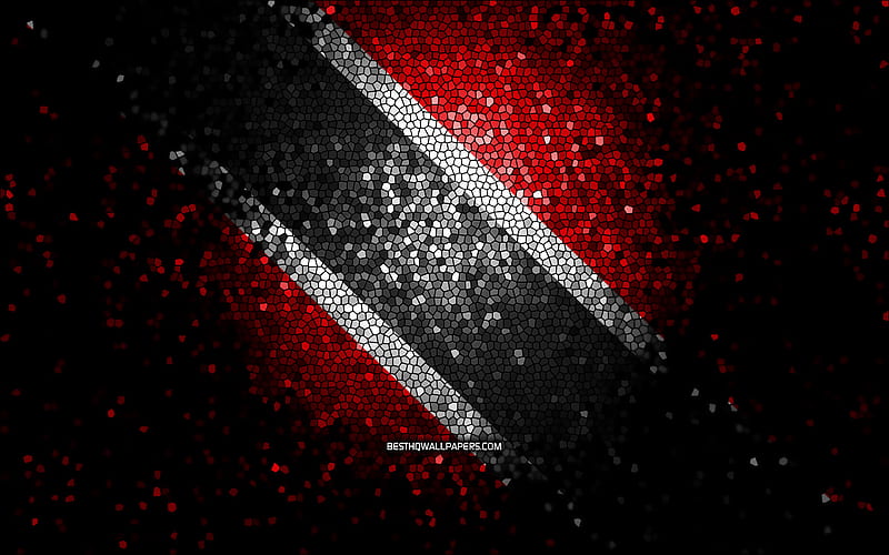 Trinidad and Tobago flag, mosaic art, North American countries, Flag of Trinidad and Tobago, national symbols, artwork, North America, Trinidad and Tobago, HD wallpaper