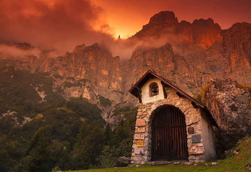 old tunnel, dolomites, italy, HD wallpaper