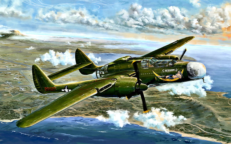 Northrop P-61 Black Widow, american heavy night fighter, World War II, USA, military aircraft, USAAF, P-61A, 6th NFS, WWII, United States, HD wallpaper