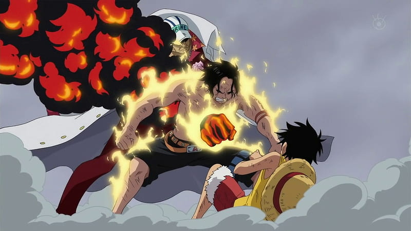 A Brother's Sacrifice, sacrifice, save, luffy, ace, one piece, HD wallpaper