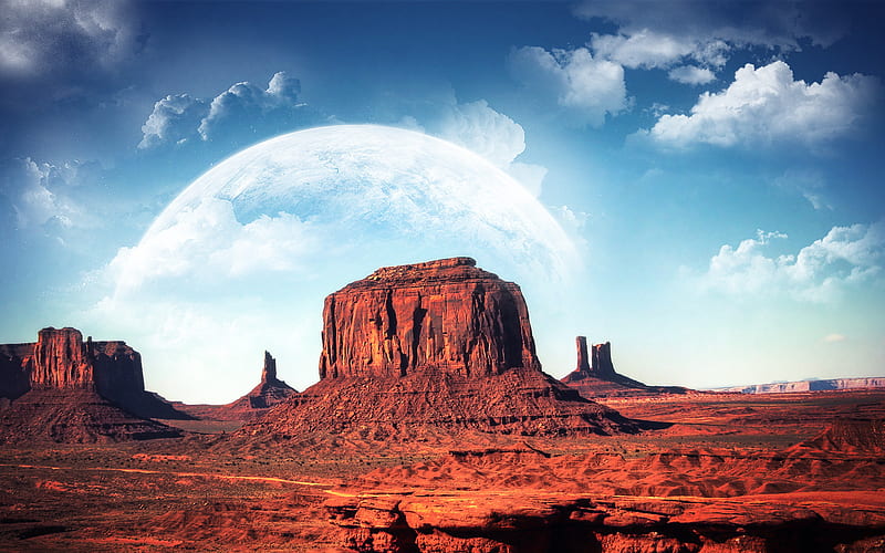 Moon Valley, orange, 3d and cg, background, clouds, cenario, nice, fantasy, cacto, multicolor, scenario, mounts, peaks, surreal, paisage, , paysage, cena, black, sky, abstract, cactus, trees, panorama, cool, mountains, awesome, moonlight, computer, hop, white, landscape, colorful, brown, desert valley, bonito, trunks, valley, graphy, moon, green, scenery, road, blue, amazing, death valley, multi-coloured, view, colors, maroon, paisagem, plants, colours, nature, branches, pc, natural, scene, HD wallpaper