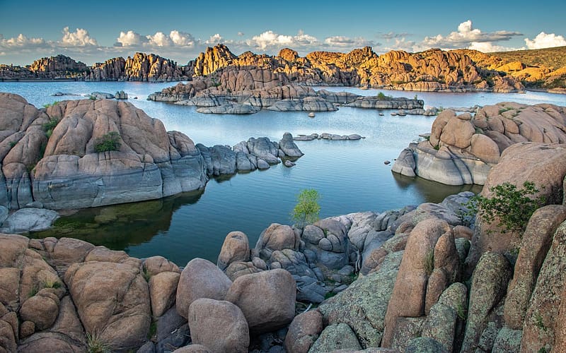 Watson Lake, Prescott, Arizona, landscape, usa, water, rocks, HD wallpaper