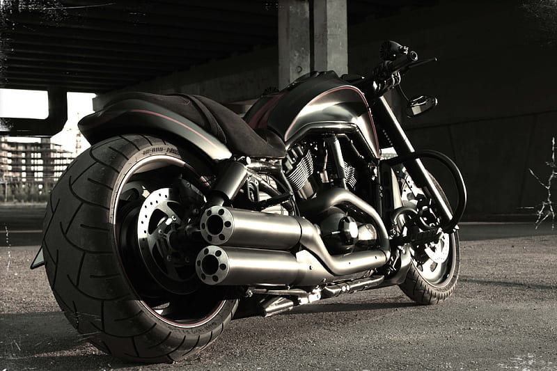black motorcycle, harley davidson, cool bikes, HD wallpaper