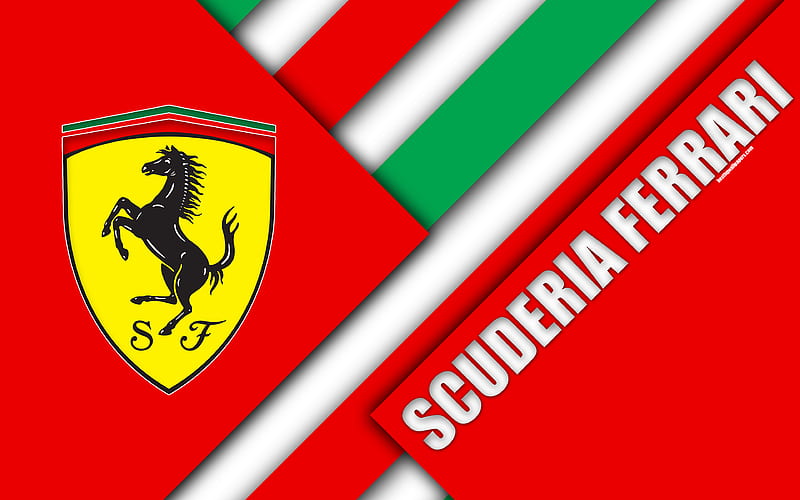 Scuderia Ferrari, Maranello, Italy Formula 1, Italian flag, emblem, logo, material design, red white abstraction, season 2018, F1 race, Ferrari, HD wallpaper