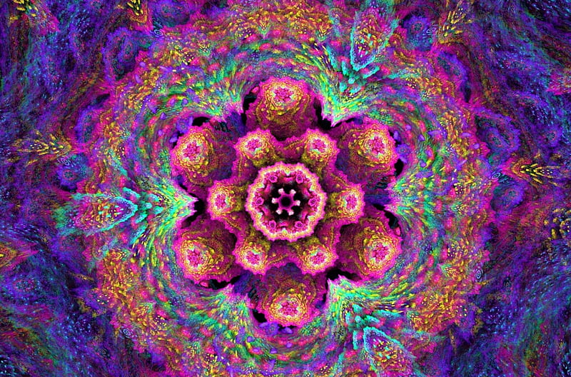 Fractals, red, luminos, abstract, green, purple, fractal, texture, pink, blue, HD wallpaper
