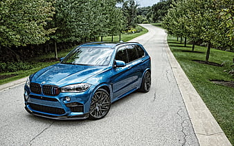 BMW X5 M, F85, blue luxury SUV, new blue X5, exterior, german cars, F85 Tuning, BMW, HD wallpaper