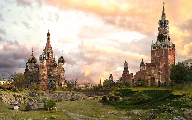 Doomsday Kremlin after winter-Aftermath world illustrator, HD wallpaper
