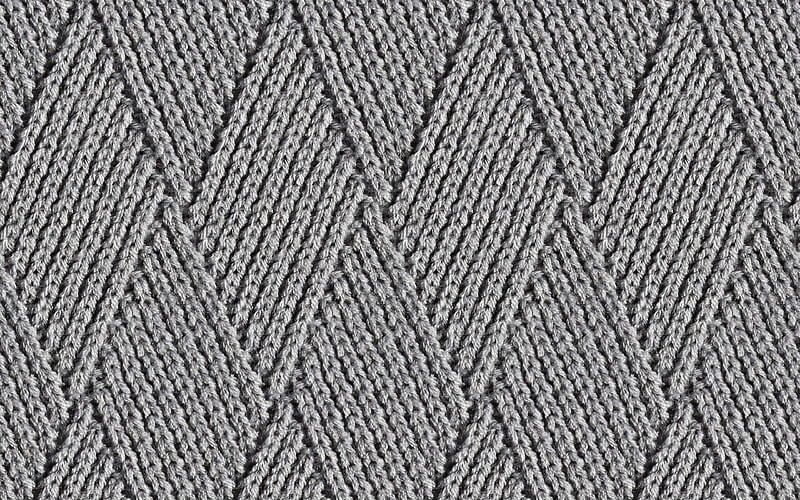 knitted rhombus texture, gray knitted ornament texture, fabric texture, knitted texture, sweater texture, HD wallpaper