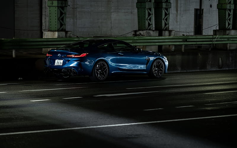 2020, BMW M8 Competition Coupe, F92, rear view, blue sports coupe, exterior, new blue M8, german cars, BMW, HD wallpaper